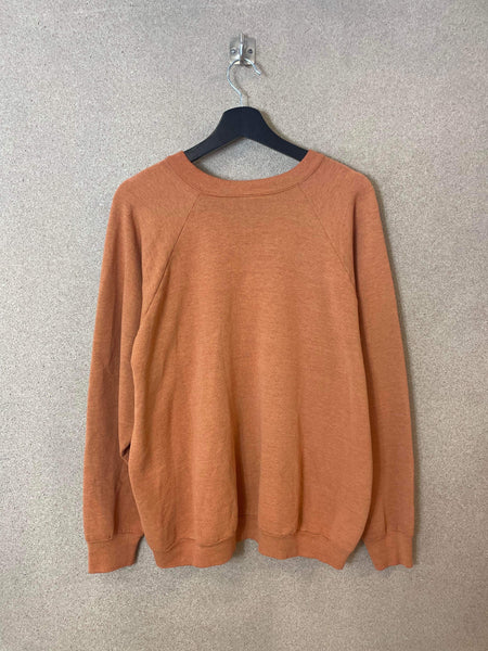 Vintage Fruit of The Loom 90s Plain Orange Sweatshirt - XL