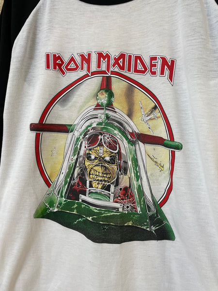 Vintage Iron Maiden Logo Raglan 80s Tee - M