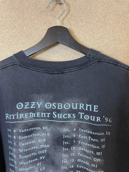 Vintage Ozzy Osbournes Retirement Sucks 1996 Tour Tee - L