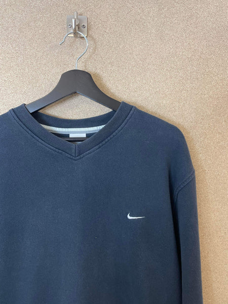 Vintage Nike Small Swoosh 00s V-Neck Sweatshirt - L