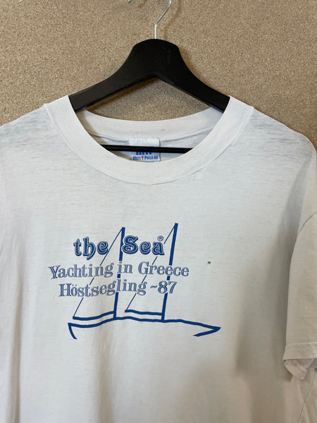 Vintage The Sea Yachting in Greece 1987 Tee - M