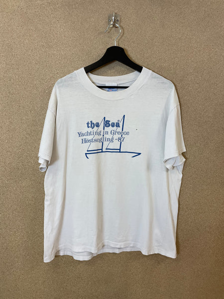 Vintage The Sea Yachting in Greece 1987 Tee - M