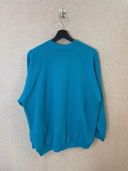 Vintage Fruit of The Loom Turquoise Blank 90s Sweatshirt - M