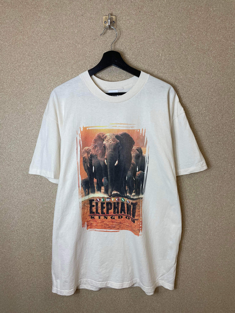 Vintage Discovery Channel Pictures Africas Elephant Kindom 90s Tee