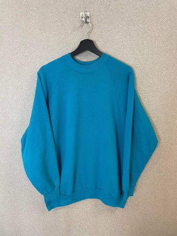 Vintage Fruit of The Loom Turquoise Blank 90s Sweatshirt - M